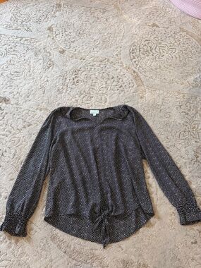 Veronica M Black Chevron Long-Sleeve Blouse